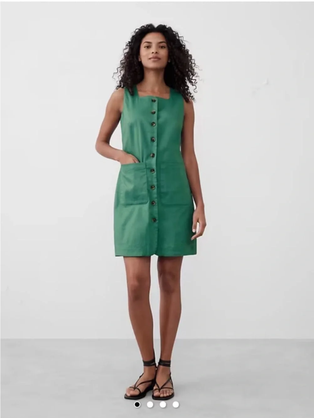 Banana Republic Square Neck Linen Blend Mini Dress Size XS Light Sea Green